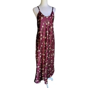 Vintage Barbizon Satin Floral Strappy Full Length Slip Dress Size Large
